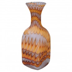 Frosted orange swirl Murano glass vase
